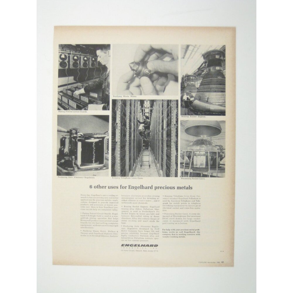 Engelhard Vintage Industrial Advertisement Page Precious Metals Uses 1960s Decor